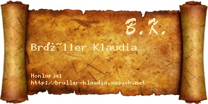 Brüller Klaudia névjegykártya
